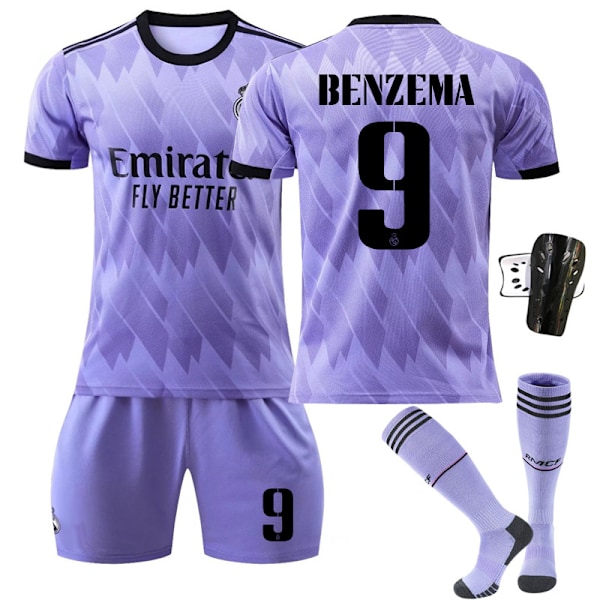 22-23 Real Madrid vieraspaita violetti nro 9 Benzema 14. kerran muistopainos 20 Vinicius 10 Modric Size 8 with socks #18