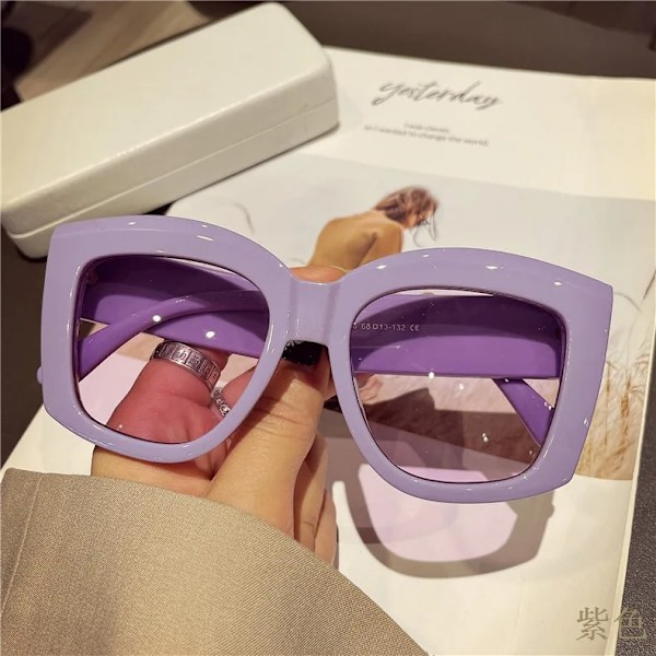 Mukautettu logo karkkiväri violetti punainen sävyt muoti ylisuuret pyöreät aurinkolasit naiset 2024 C6 Oversized Sunglasses