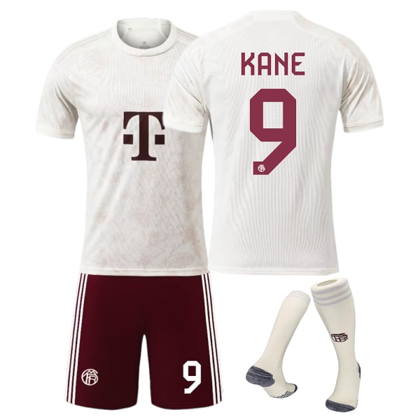23-24 Bayern fodboldtrøje 3 Kim Min-jae nr. 9 Kane 10 Sane 25 Muller trøje børnesæt til drenge og piger Size 9 socks XS