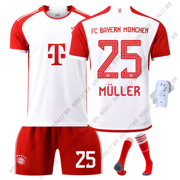 23-24 Bayern hemmafotbollsdräkt nr 10 Sane 25 Muller 7 Gnabry 42 Musiala set No. 25 + Socks Protector S