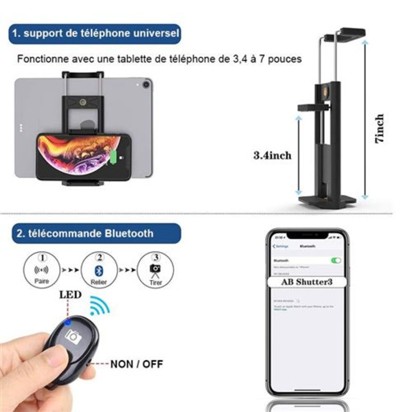 Kamera-stativ 1,47 m til mobiltelefon / 5 kg kamera, 360 ° drejelig