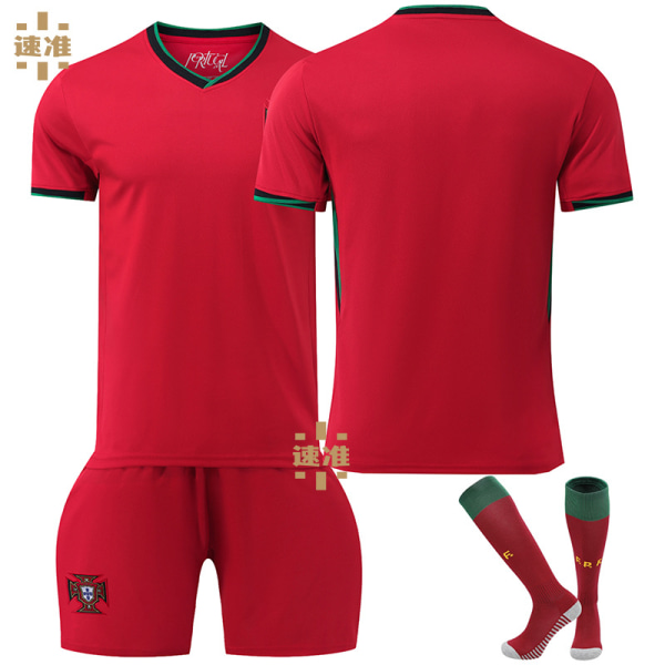 24-25 Europæisk Cup Portugal hjemme fodboldtrøje sæt nr. 7 Ronaldo trøje nr. 8 B Fee trøje børnesæt No socks size 7 28 yards