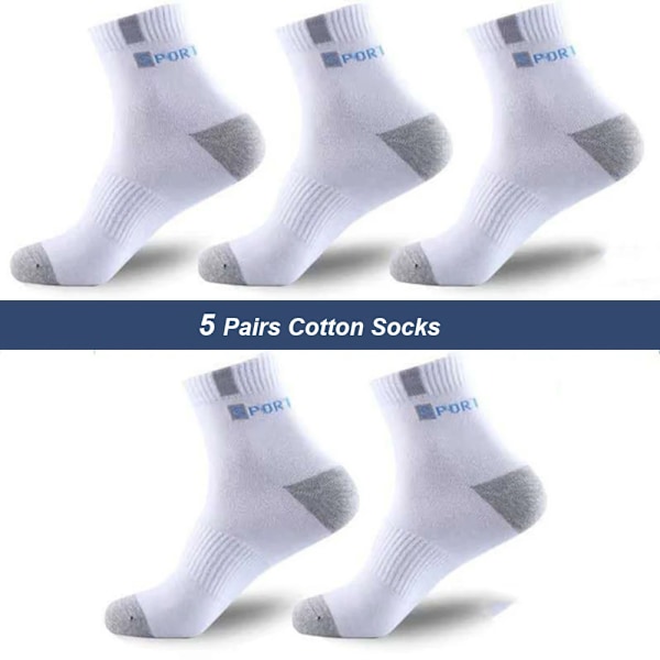 Pairs Bambusfiber Höst Vinter Herrstrumpor Andningsbara Bomulls Sportstrumpor Andningsbara Deodorant Business Strumpor Plus Storlek 38-47 C 5 Par Vit C 5 Pair White EUR 43-47