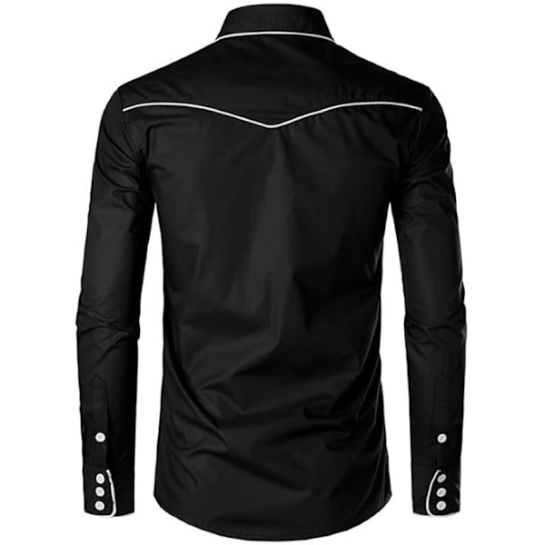 Västerländsk Cowboy Skjorta För Män Mode Slank Passform Design Svart 4 Black 4 M