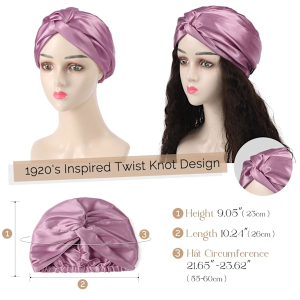 Violetti satiinimyssy Silk Bonnet Sleep Cap naisille hiustenhoitoon