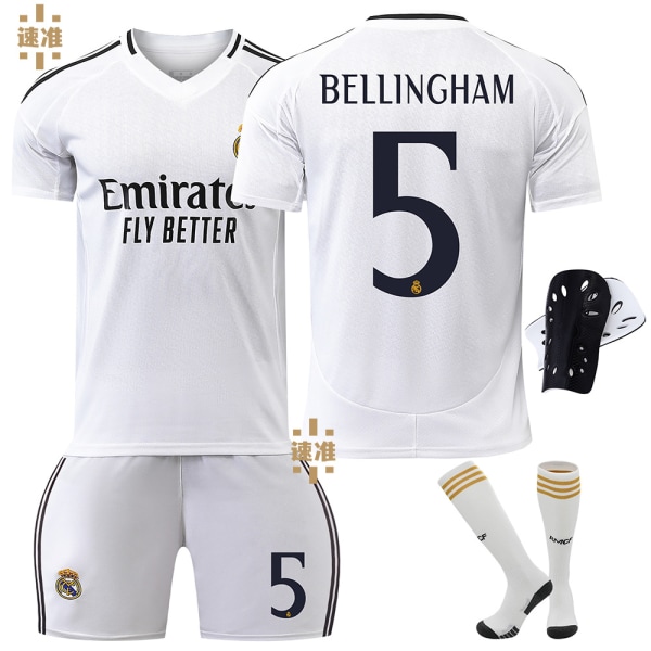 24-25 Real Madrid fotbollströja nr 7 Vinicius 5 Bellingham 11 Rodrigo 10 Mbappe tröjset Size 5 socks XL