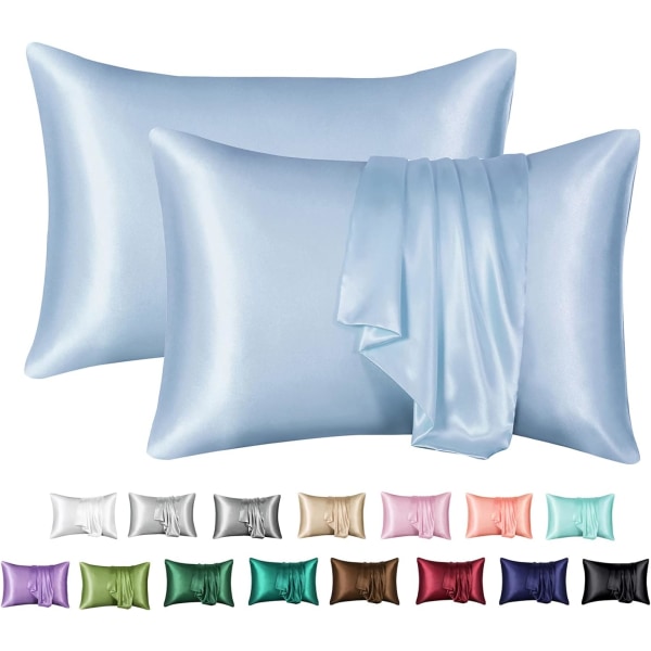 Silke Satin Putetrekk 2-pak (uten fyll) Lyseblå Light Blue 50X75cm