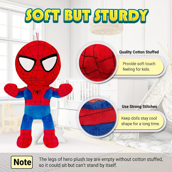 Superhero-pehmolelu, sankari-pehmo, 11 tuuman keräilynukke, täytetty puuvillalla, tiukat saumat, taaperoille lahjaksi ja koristeeksi syntymäpäiväjuhliin