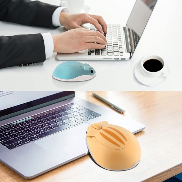 Trådlös Mus Söt Hamsterformad Datormus 1200DPI Mindre Buller Bärbar USB-Mus Sladdlös Mus för PC Laptop Dator Notebook (Gul)