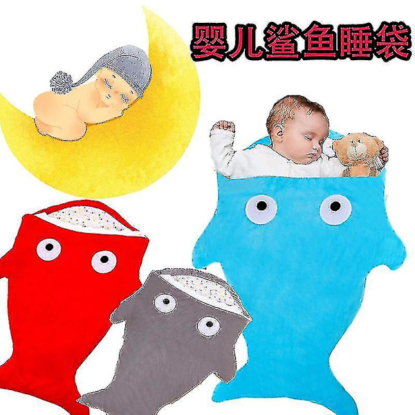 Hai-hettegenser for voksne - Hai-onesie for voksne - Bærbar hai-teppe - Hai-teppe Supermyk koselig flanellhettegenser Hai-sovepose-scntcv-yz 87cm For Baby