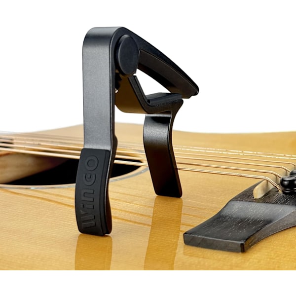 Guitar Capo til akustiske og elektriske guitarer med 5 gratis plektre, sort Black