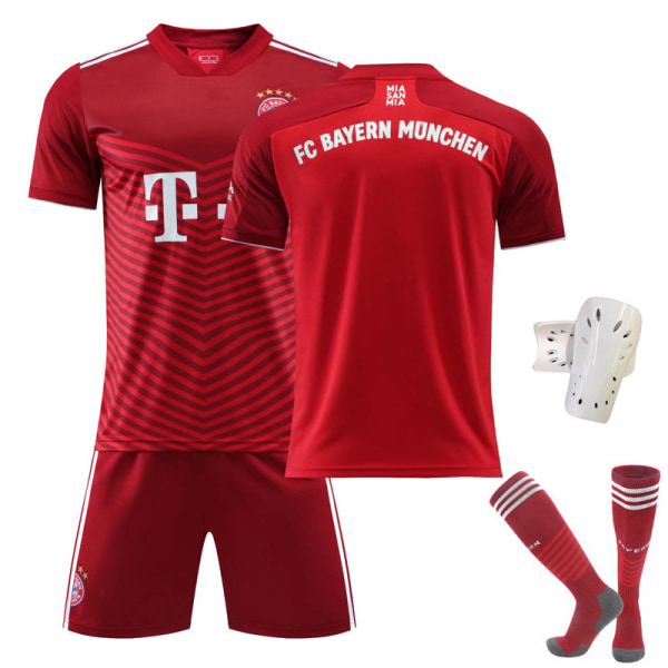21-22 Bayern rød hjemme nr. 9 Lewandowski trøjesæt nr. 25 Muller nr. 10 Sane fodbolduniform Bayern Munich home number 10 3XL#