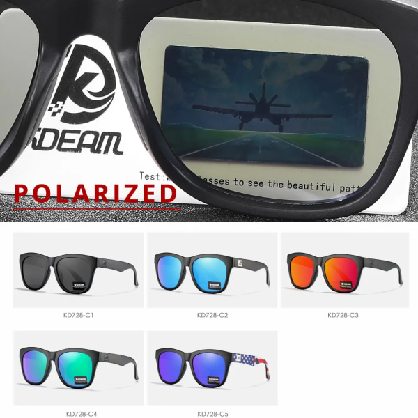 KDEAM Ny ankomst förtjockade linser polariserade solglasögon för män kvinnor resor solglasögon utomhus UV400 skydd glasögon KD728 C2