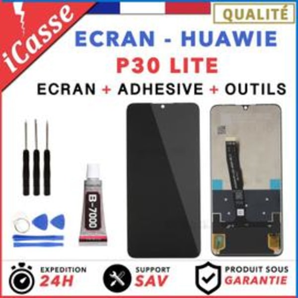 LCD-skærm + touchskærm til Huawei P30 Lite sort + værktøj + lim