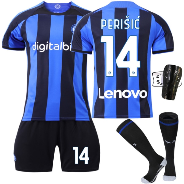 Inter Milan Hjemmedrakt 22-23 - Lukaku nr. 90, Lautaro nr. 10, Dzeko nr. 9 - Fotballdrakt for voksne 22-23 Inter Milan home number 14 #22