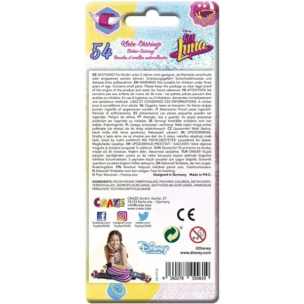 Hullut tarrat 54 kpl. Disney SOY LUNA 55619 54 pcs. Disney SOY LUNA 55619 Sticker earrings – B&T B3
