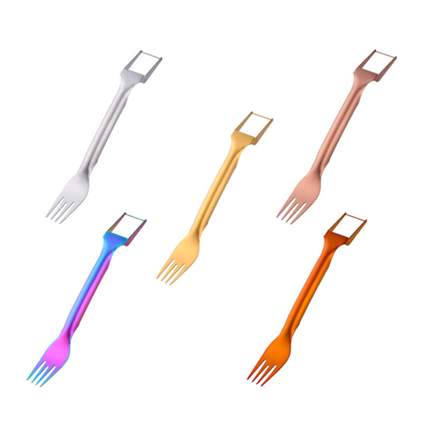 2 i 1 Snabb Vattenmelon Skärare med Gaffel Bärbar Melon Skärare för Sommarfester Rose Gold