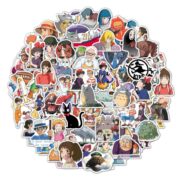 Studio Ghibli -tarra-setti, 100 kpl vinyylisiä vedenpitäviä anime-tarroja kannettavalle tietokoneelle, skeittilaudalle, vesipullolle lapsille ja aikuisille