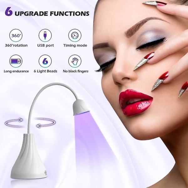 LED UV -kynsilaite, Mini Lotus Hands Free -valo Kiertävä Kynsien Kuivaaja Nopea Kynsilakan Kovettava Lamppu Joutsenkaula Flash Cure -valo