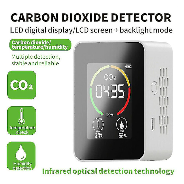 Sisätilojen CO2-anturi CO2-mittari Digitaalinen ilmanilmaisin Älykäs ilmanlaadun analysaattori