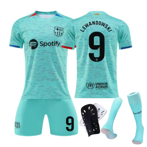 23-24 Barcelona andra bortatröja barn vuxen kostym sport fotbollströja No size socks + protective gear XXL