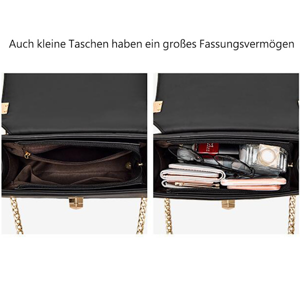 Axelväska för kvinnor, liten axelväska med kedja, Lingge-väska, crossbody-väska, aftonväska, cityväska, axelväska i massivt läder,