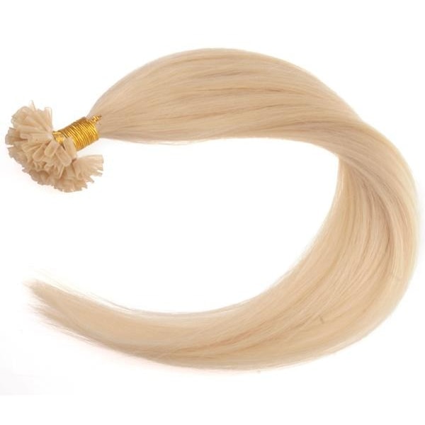 #613 Ljusblond - Original äkta läder remy nagelöglor Ljusblond 50cm 0.5g 25st