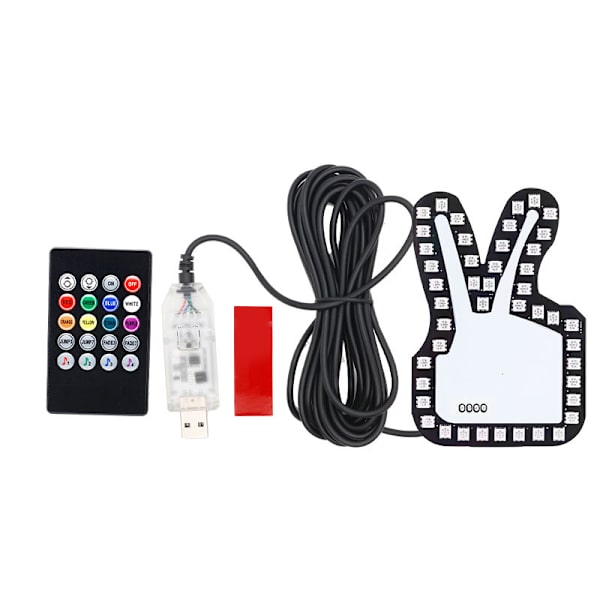 Morsom Gestlampe - Morsom LED-lampe for bakrute med fjernkontrollfinger-LED-lampe for bil Scissors hand gesture