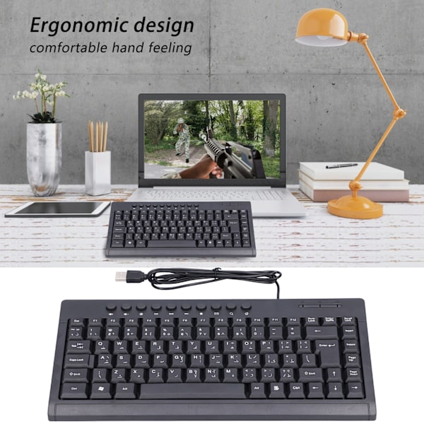 Trådbundet Mini Tangentbord 87 Tangenter USB Skrivbord Laptop Kontorstillbehör Arabiska