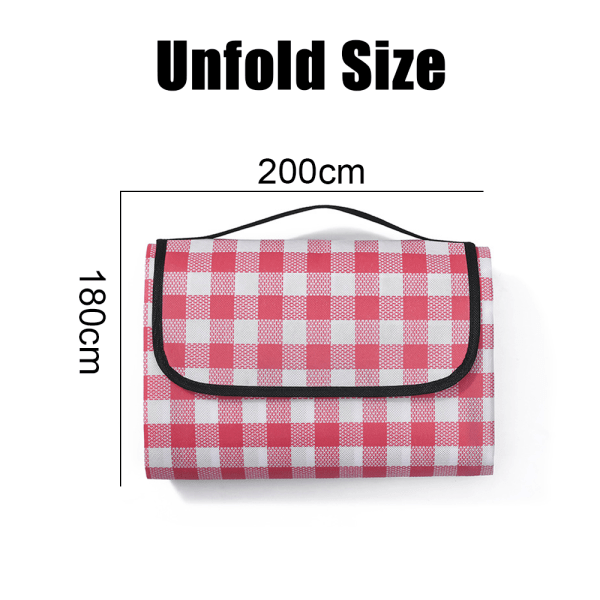 Bärbar picknickfilt Extra Large Outdoor Sandproof Waterpro röd fyrkant red square 180*200cm