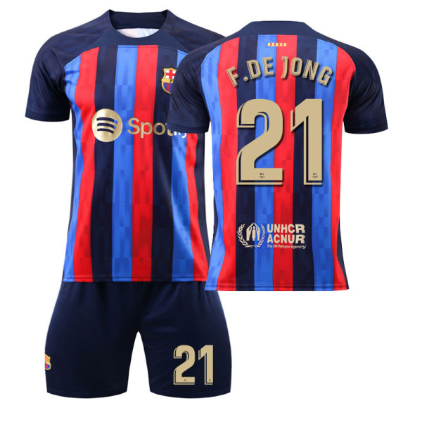 22-23 Barcelona hjemmebane nr. 10 Messi trøje nr. 9 Lewandowski nr. 8 Pedri 30 Gavi fodbolduniformssæt 2223 Barcelona home number 21 #18