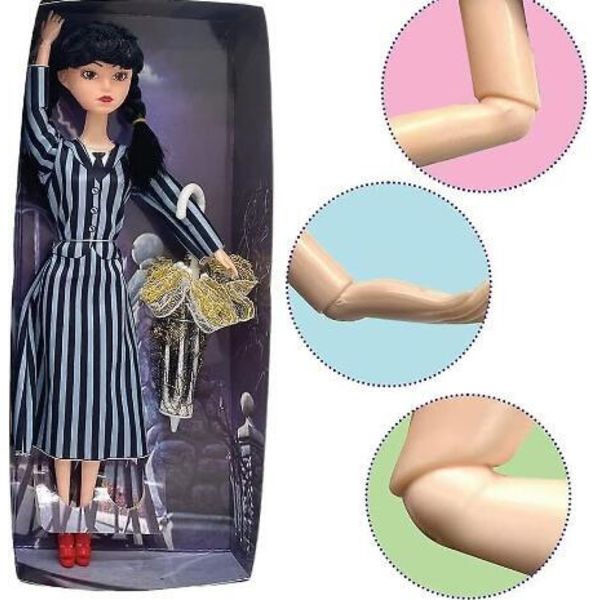 Plush Wednesday Adams dockor för ba Long Sleeve Stripe