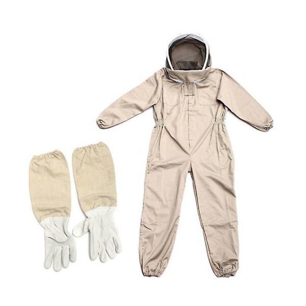 One piece bee suit Natural beekeeper clothing with fence veil +G