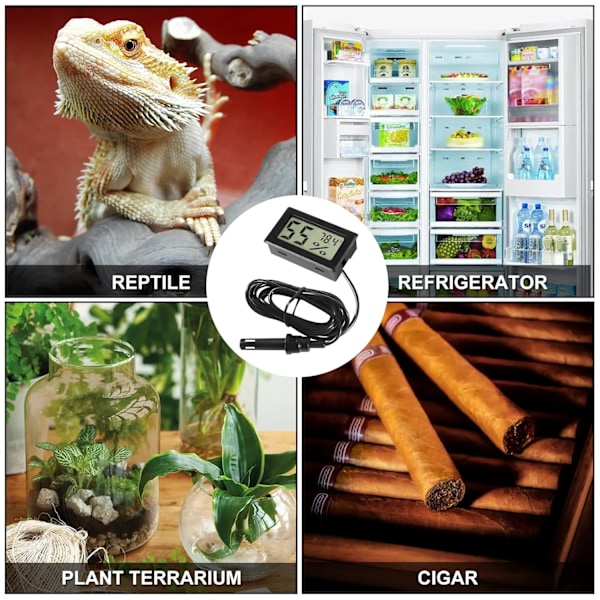Hygrometer & Termometer - Måler luftfugtighed & temperatur Sort