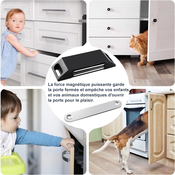 Itsekiinnittyvä Kaapin Oven Magneetti 4 Kpl Magneettinen Oven Lukko Ei Porauksia Keittiökaapin Vahva Sulkemismagneetti Kaapille, Laatikolle, Sunmostar