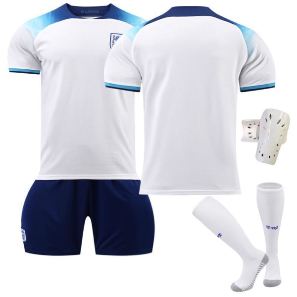 2022 Englands VM-tröja nr. 9 Kane 10 Sterling 19 Mount 20 Foden fotbollströja för barn No size socks + protective gear #26