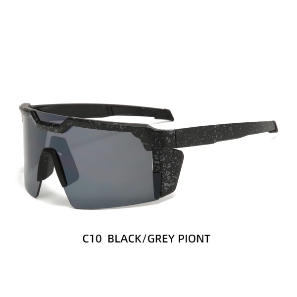 Twooo P16409 Aurinkolasit Ylisuuret Urheiluaurinkolasit Mukautettu Logo UV400 Aurinkolasit Miehille C10 Black / Grey Piont Oversized Sports sunglasses