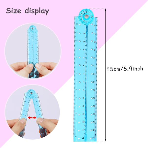 3 st vikbara linjaler 30 cm vikbar linjal transparent rak linjal flexibel geometrisk linjal med gradskiva för hemmakontor