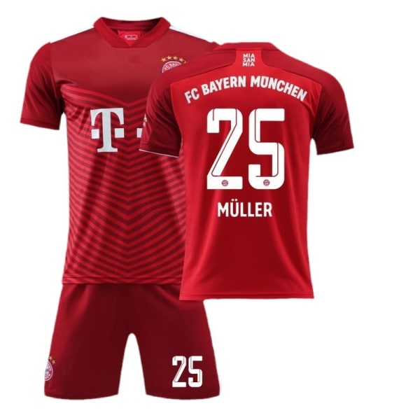 21-22 Bayern rød hjemme nr. 9 Lewandowski trøjesæt nr. 25 Muller nr. 10 Sane fodbolduniform Bayern home number 25, with socks 3XL#