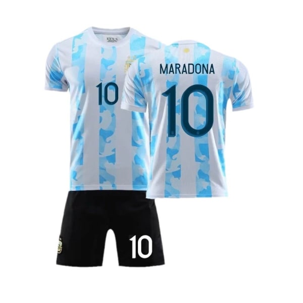 1986 Retro Argentiinan kotipaita nro 10 Maradona Jersey Set Jalkapallopaita sukkien kanssa 10th of 2021 #2XL