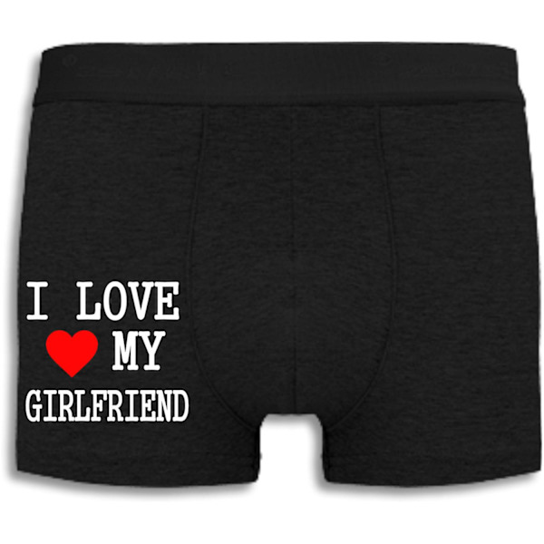 Boxer Shorts - Jag Älskar Min Flickvän med rött hjärta Svart svart black Size M