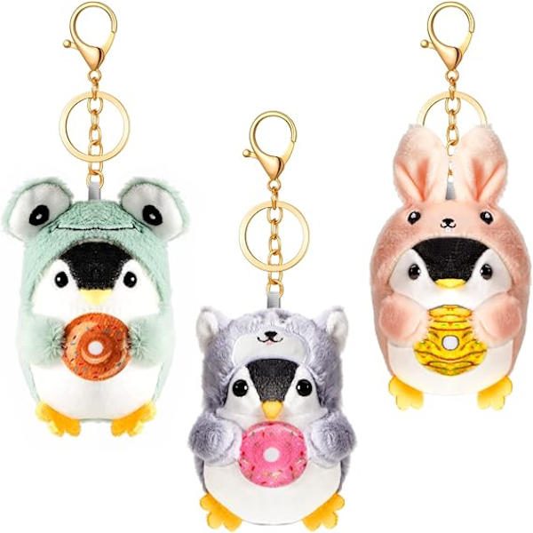3 kpl Täytetty Pingviini Avaimenperä Söpö Plussinen Avaimenperä Sammakko Pupu Koira Cosplay
