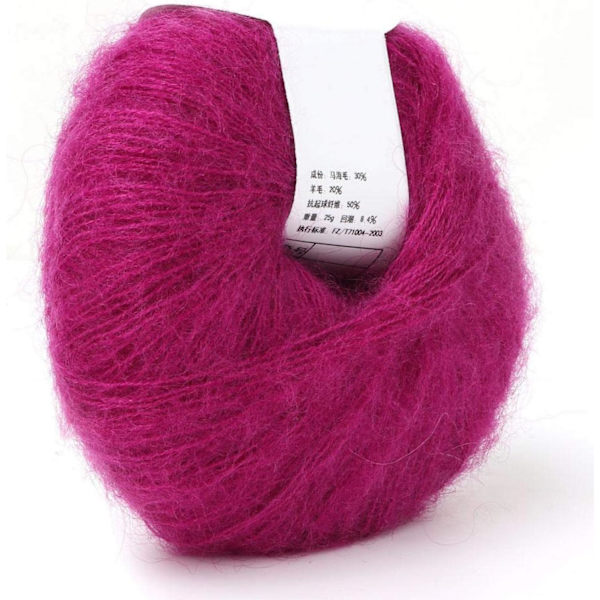 Stickad mjuk angora lång ullgarn varm med en virkad populär för DIY-vävning (mörkröd) deep red
