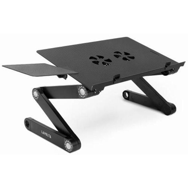 Foldable Tilting Bed Table Stand for PC Laptop Cooler - 2x Fan