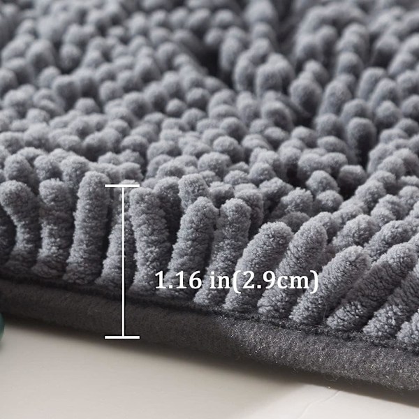 Badrumsmatta 32\"×20\", Halksäker Badmatta, Mjuk Mysig Shaggy Tjock Chenille Badmatta för Badrum, Plyschmattor för Badkar, Vattenabsorberande (Mörkgrå)