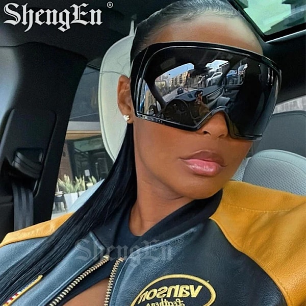 XY9701 Y2K Futuristiske Solbriller 2024 Dame Herre Oversized Buede Linser Shades Stel Fashion Mærke Logo Custom Briller Engros C14 As shown