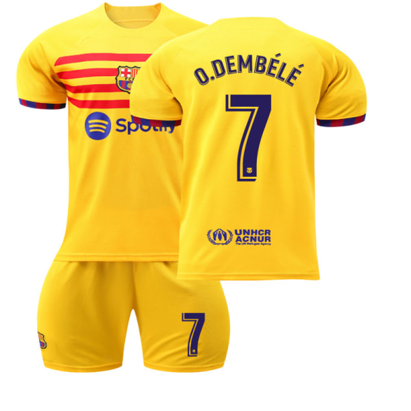 Barcelona 2022-23 tredje borte drakt gul nr. 9 Lewandowski 6 Gavi fotballdrakt Catalonia-elementer Barcelona's three away games No. 7 #2XL