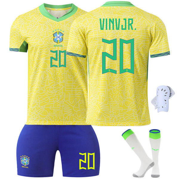 Ny 24-25 Brasilien tröja nr 10 Neymar 20 Vinicius vuxen barn kostym fotbollströja Size 10 with socks 24