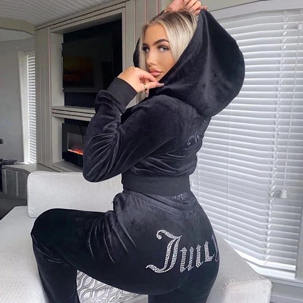 Dame velour Juicy Couture træningsdragt split -1 sort sort black L