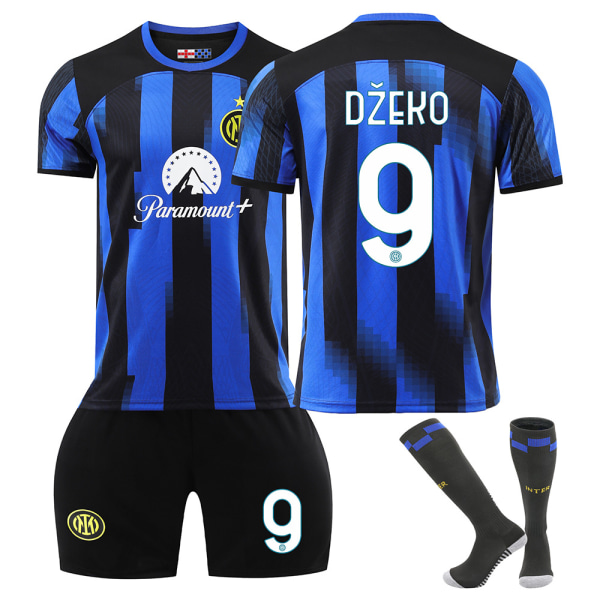 23-24 Inter Milan hemmafotbollsdräkt nr 10 Lautaro dräkt 9 Zeko 90 Lukaku barntröja version Size 9 socks XXL